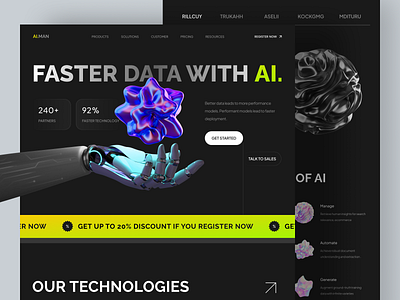 AI.MAN 🤖 - Landing Page ai ai web art artificial intelligence business business site business web design company company landing page company site design homepage landing page tech tech landing page technology technology landing page ui web design