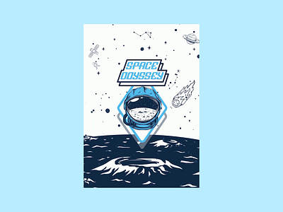 Space Odyssey Poster. 3d aftereffects animation clean creative design figma graphic design minimal motion graphics music poster posterlovet space ui uidesigners userexperience userinterface ux uxdesigners
