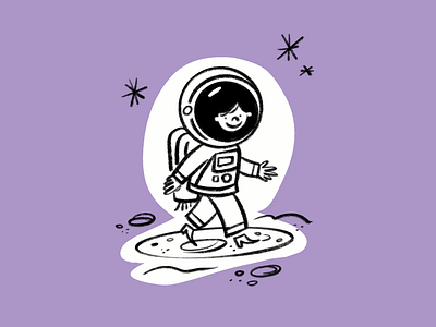 My little moonwalker 🧑‍🚀🚀 astronaut design doodle funny illo illustration kid lol moonwalker sketch