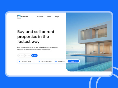Rafter Real Estate Landing Page Banner branding design graphic design landing page real estate realestate ui ui design ux
