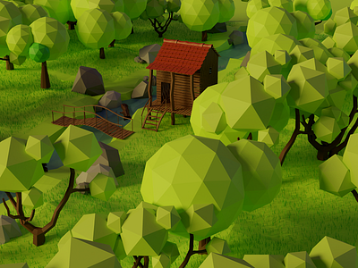 Day Mesmerizing Forest #4 3d 3d forest 3d illustration 3d model 3d nature blender design diorama dribbble farm illustration isometric low poly art low poly model render trees