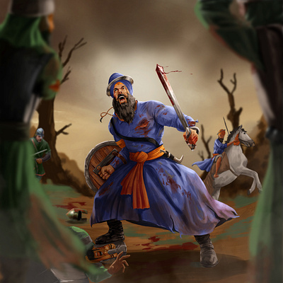 Sikh Warrior digitalartwork digitalpainting fight gazabmedia illustration indian punjab punjabart punjabiartist rajwansh art sikh sikhwarrior singh trendingdesigns warrior