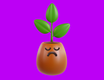 Plant 3d art cartoon character cute design emotion face flower funny garden illustration kawaii plant sweet vector