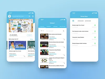 Kitabisa (Crowdfunding app) blue ui crowd funding fake project graphic design kitabisa mobile app ui ux