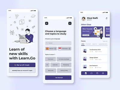 E-Learning Mobile Apps ~ Learn.Go app course course app education app elearning first shot learning learning app lesson app mobile app mobile app design online course app study app