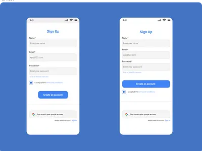 Sign up page