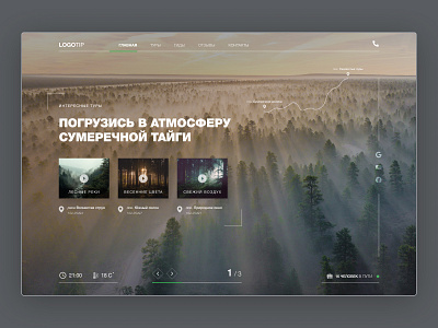 The concept of the main screen of the tourist site . 1/3 slide. figma nature website nature website design tourism website tourism website design ui ux design web site design