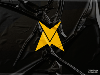 Vaughn Muller Logo Mockup black branding design figma fitness flat graphic design icon illustrator logo logomark minimal mockup photoshop poster trainer vector yellow