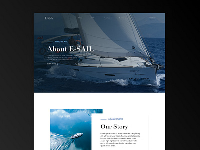 Boat Website About Page about about us blue boat boating design landing page ocean river sail sailing ui ux water web design webflow website