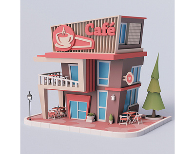 Cartoon Modern Café cafe coffee shop stylized