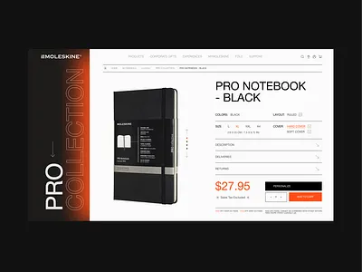 Moleskine | Product page concept catalog e commerce ecommerce moleskine online shop online store peoduct card product shop store ui web web design web page website