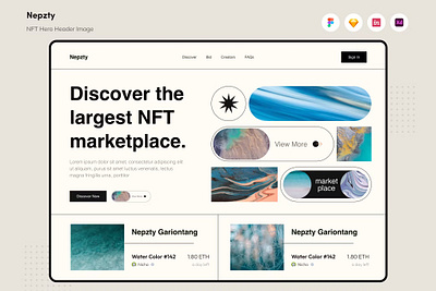 Free Nepzty - NFT Hero Header Image app blockchain branding crypto currency design digital finance graphic design hero hero header illustration motion graphics nft transaction ui ui design ux ux design website