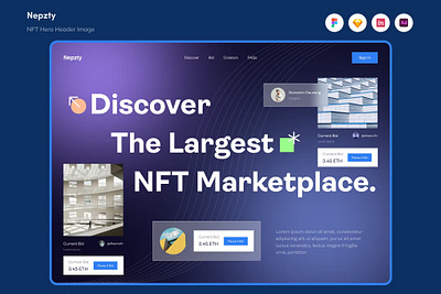 Free Nepzty - NFT Hero Header Image app blockchain coin crypto currency design digital finance graphic design hero hero header illustration motion graphics nft transaction ui ui design ux ux design website