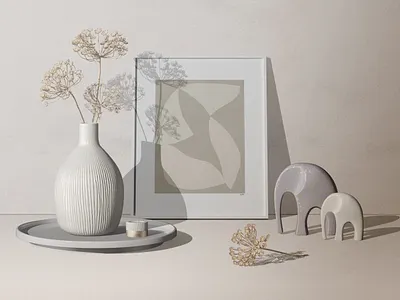 Minimalistic Scene With Frame Mockup And Decorative Items graphicdesign