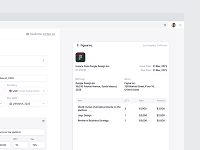 Invoice Generation pt.3 billing clean design details fields finance forms interface invoice minimal payment product project saas settings ui ui design ux ux design web