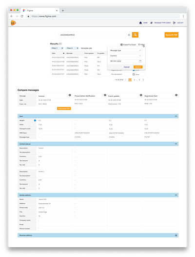 PostNL customs App design ui ux