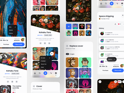 NFT : Mobile App branding design dribbble best shot figma flower icon illustration logo nft typography ui ux vector