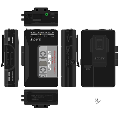 Product Renditions - Sony Walkman graphic design illustration product design technical drawing