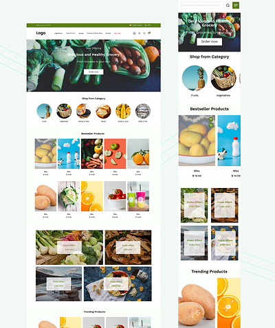 Grocery website and mobile application interface colors design figma graphic design illustration logo ui ux