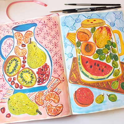 Summer Smoothies art drawing food illustration gouache hand drawn illustration painting smoothie summer drink