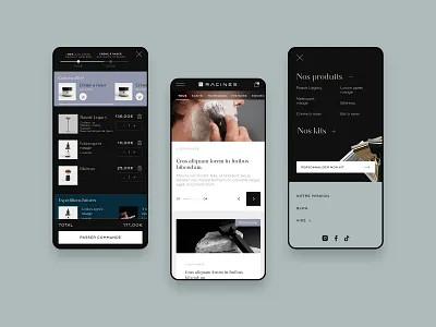 Racines branding cosmetic cream dark design ecommerce eshop logo male product product page razors skin subscription ui ux webdesign xd