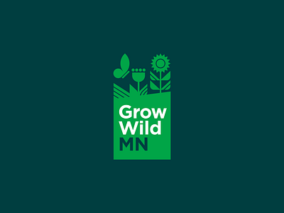 Grow Wild MN bee branding butterflies butterfly flowers geometric green grow illustration logo minnesota mn plants pollinators stacked wild