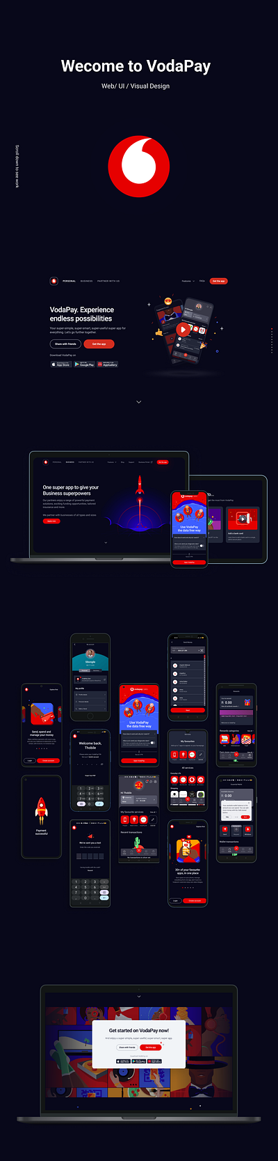 Vodapay App and Website app branding design landing landing page ui ux visual design website