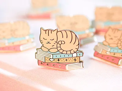 Book Kitty Enamel Pin accessories book books cat design enamel pin illustration kitty pin