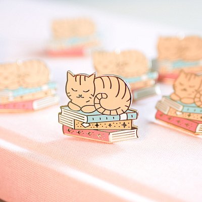 Book Kitty Enamel Pin accessories book books cat design enamel pin illustration kitty pin