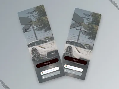 Registration form for Aston Martin design icon logo typography ui
