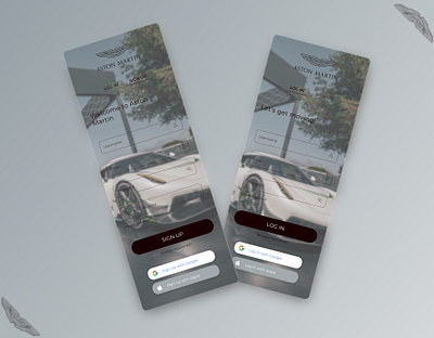 Registration form for Aston Martin design icon logo typography ui