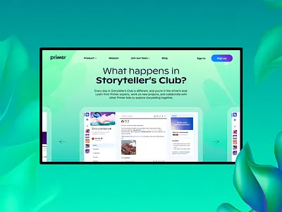 Primer Website branding children design edtech gradient graphic design green illustration kids layout plants startup surreal tech type ui website