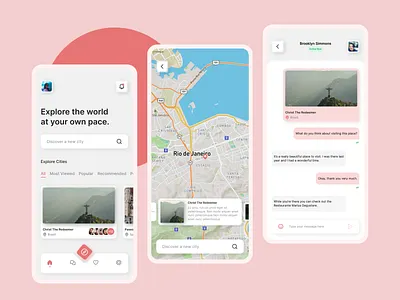 Horizon - Travel App adventure app design brazil chat city exploration explore figma flight minimal mobile tour travel trip ui travel