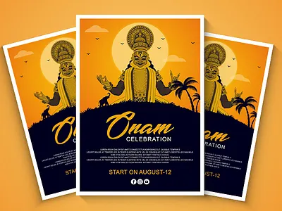 Onam Festival Poster design festival poster graphic design onam poster template typography