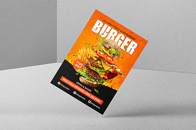 Hot Burger Flyer burger burger flyer flyer food poster template typography