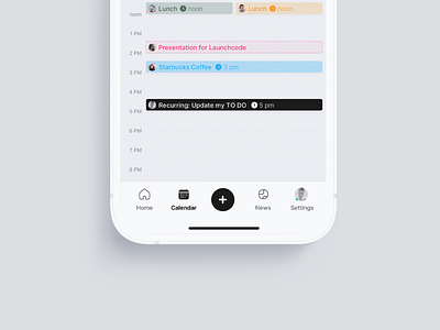 Calendar view and Nav Bar app app design calendar clean clean design design mobile mobile app mobile design modern nav bar navigation product design schedule scheduling sketch tasks to do ui ux