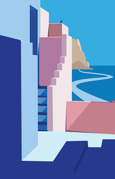 Muralla Roja architecture branding colors design elegant flat design graphic design illustration isolation minimal summer vector