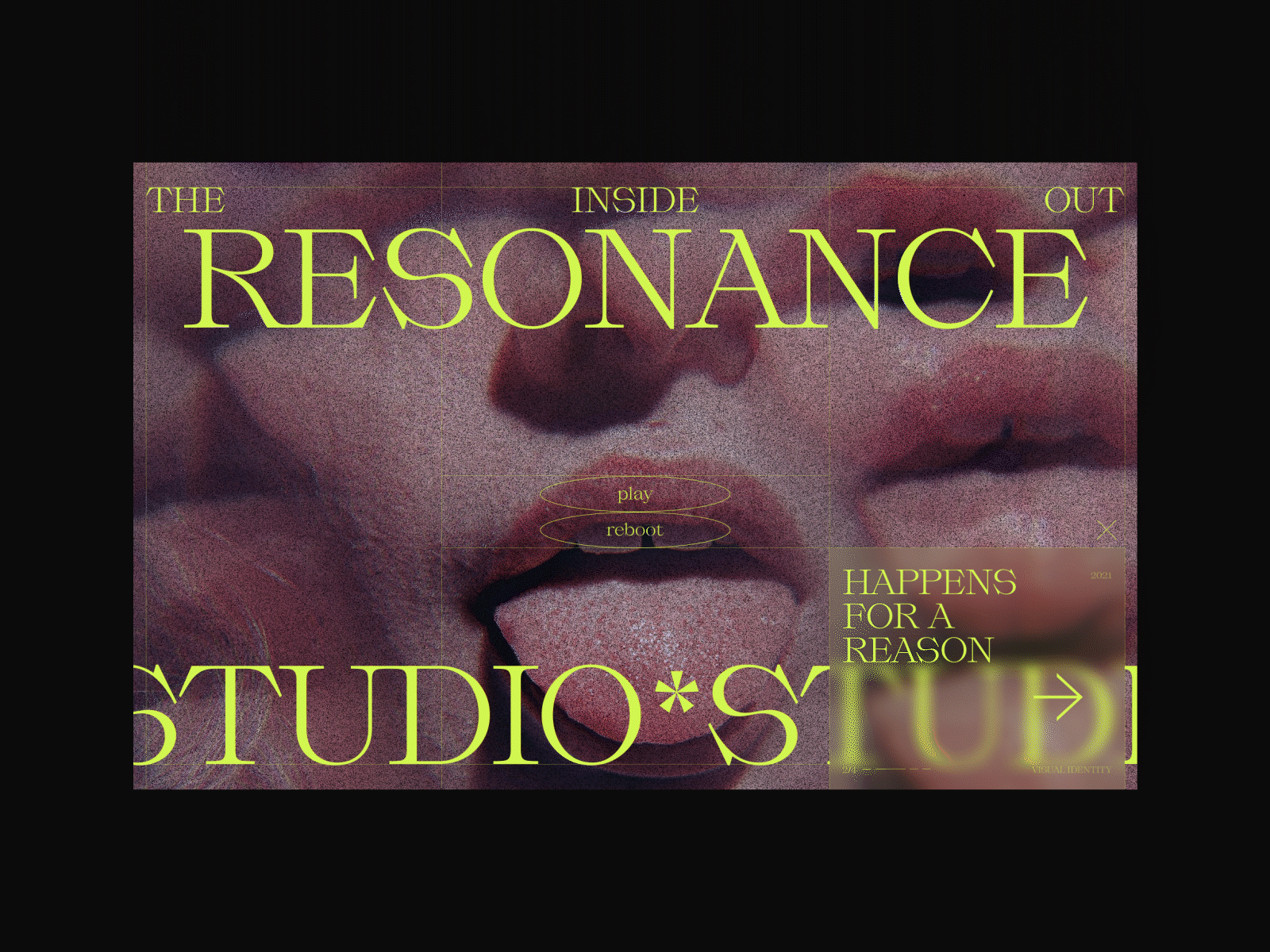 Resonance layout exploration baddies branding clean design exploration folio gif graphic design grid home page interface layout minimal portfolio studio typography ui ux webdesign yellow