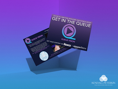 Queue Vison Promo Postcard Designs graphic design postcard print design