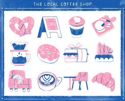 💙💖 Cafe Icons 💙💖 cafe coffee shop cute design digital digital illustration food icons illustration robin sheldon