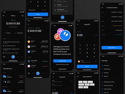 Radius Wallet: Manage your entire Web3 portfolio DeFi to NFT application crypto defi design fintech interface landing mobile nft product radius screen ui ux wallet web3 web3 landing