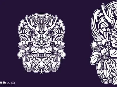 Oni Mask Vintage Illustration design designs illustration japan japanese logo ninja oni skull vintage warrior