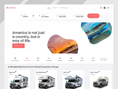 Rental - Motorhomes Rental Dashboard Concept car rent dashboard design rent rent dashboard rental rental app ui ux vehicle rental