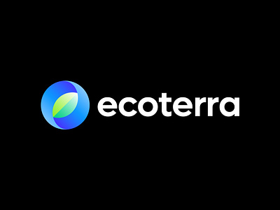 EcoTerra logo design blockchain branding circle crypto eco ecologic ecology enviroment icon leaf leaves life logo mark nature negative space recycle recycling save planet technology