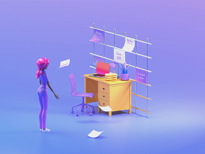 At work 3d 3dcharacter 3dgirl 3dillustration 3dmodelling 3drender branding c4d cgaracter cinema4d color design girl graphic design icon illustration internet monday office work