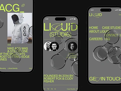 Liquid Studio - Mobile Concept agency branding case study concept creative design digital grid interface iphone14 mobile portfolio studio typo typography ui user experience ux web design whitespace