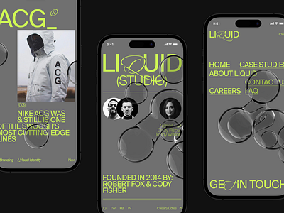 Liquid Studio - Mobile Concept agency branding case study concept creative design digital grid interface iphone14 mobile portfolio studio typo typography ui user experience ux web design whitespace