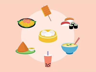 Asian Heritage Month Illustration asian bright colour design food heritage illustration modern simple