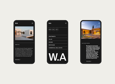 W.A Real Estate Agency branding e commerce figma mobile design product design real estate agency sketch ui ui ux ux web web design