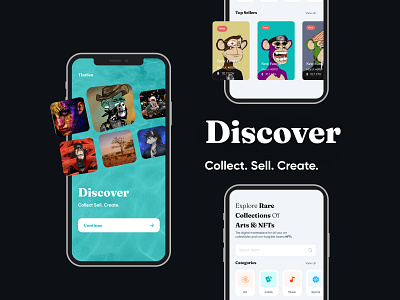 TimSea NFT 3d ape app design mockup mockups nft nftmarket nftmarketplace onboarding pictures ui ux